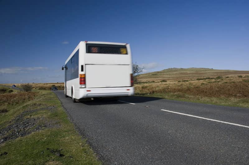Bus driving on North Wales roads