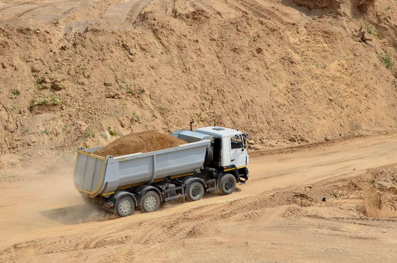 Lorry driving through quarry